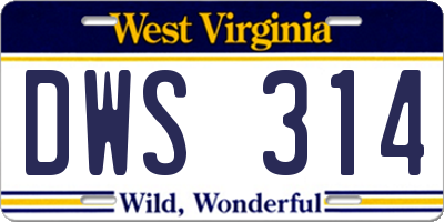 WV license plate DWS314