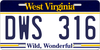 WV license plate DWS316