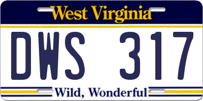 WV license plate DWS317