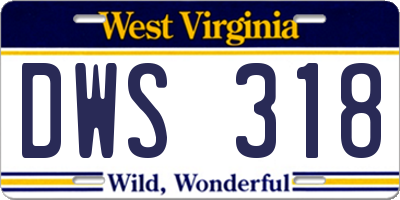 WV license plate DWS318