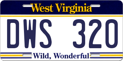 WV license plate DWS320