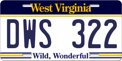 WV license plate DWS322
