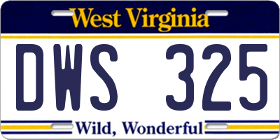 WV license plate DWS325