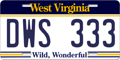 WV license plate DWS333
