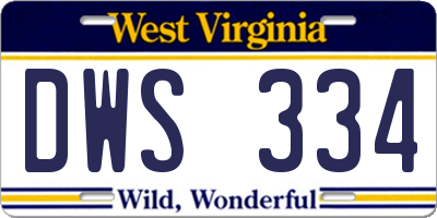 WV license plate DWS334