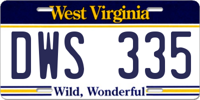 WV license plate DWS335