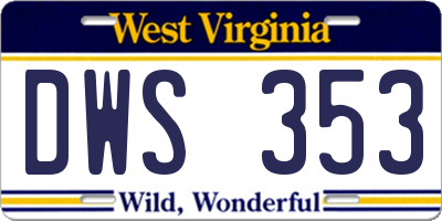 WV license plate DWS353