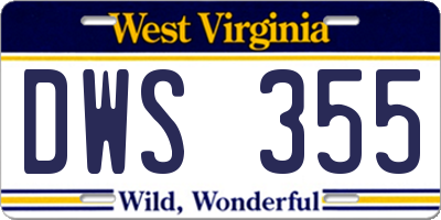 WV license plate DWS355