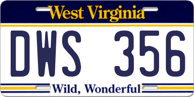 WV license plate DWS356