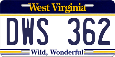 WV license plate DWS362