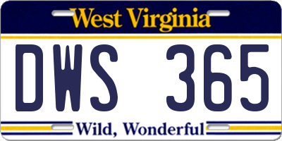 WV license plate DWS365