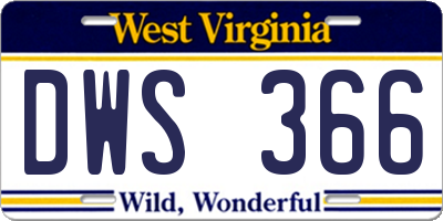 WV license plate DWS366