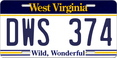 WV license plate DWS374