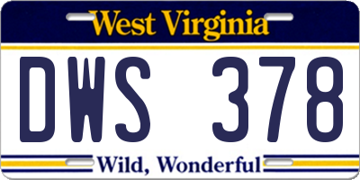 WV license plate DWS378