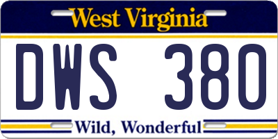 WV license plate DWS380