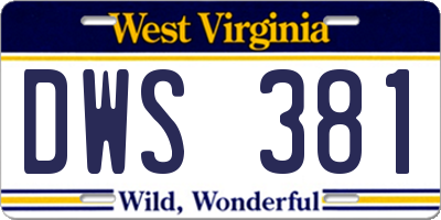 WV license plate DWS381