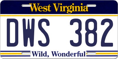 WV license plate DWS382