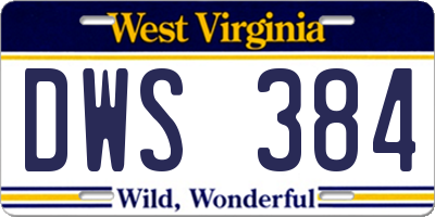 WV license plate DWS384