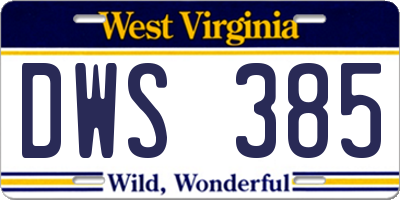 WV license plate DWS385