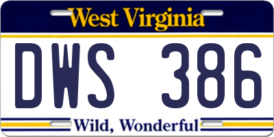 WV license plate DWS386