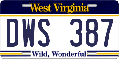 WV license plate DWS387