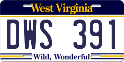 WV license plate DWS391