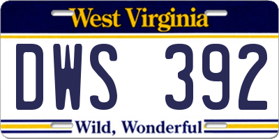 WV license plate DWS392