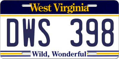 WV license plate DWS398