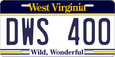 WV license plate DWS400