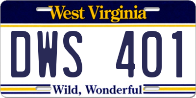WV license plate DWS401