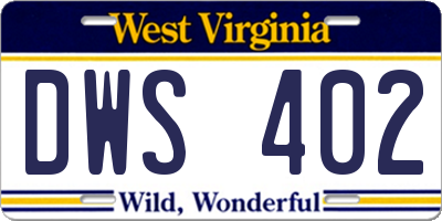 WV license plate DWS402
