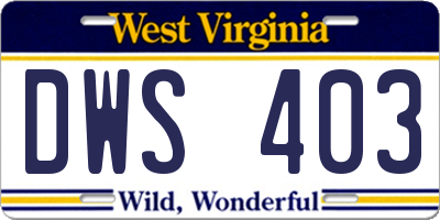 WV license plate DWS403
