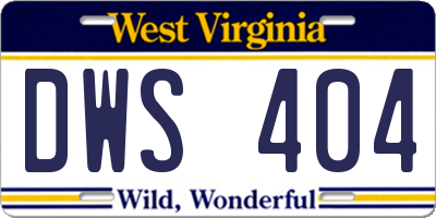 WV license plate DWS404