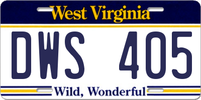 WV license plate DWS405