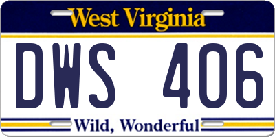 WV license plate DWS406