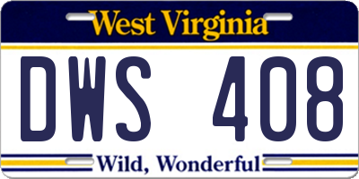 WV license plate DWS408