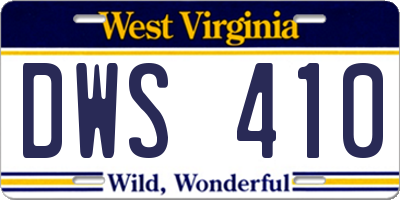 WV license plate DWS410