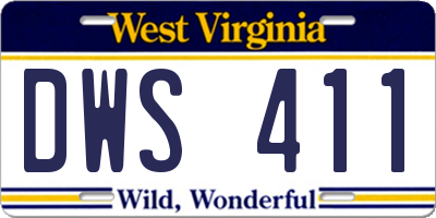 WV license plate DWS411