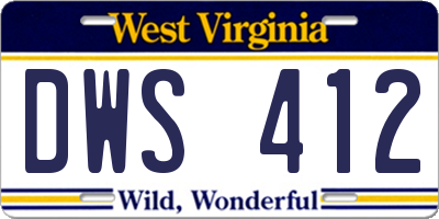 WV license plate DWS412