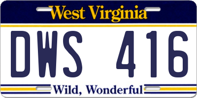 WV license plate DWS416