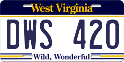 WV license plate DWS420