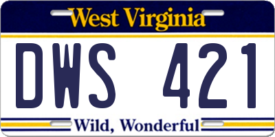 WV license plate DWS421