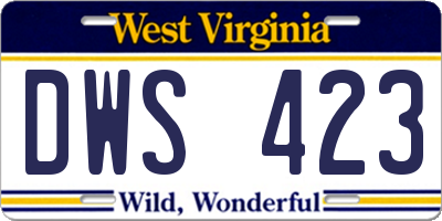 WV license plate DWS423