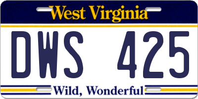 WV license plate DWS425