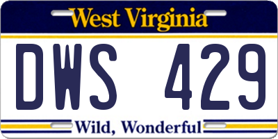 WV license plate DWS429