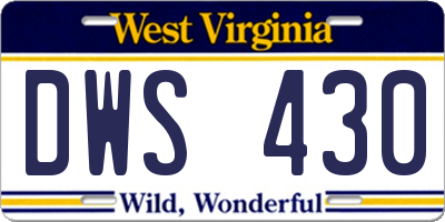 WV license plate DWS430