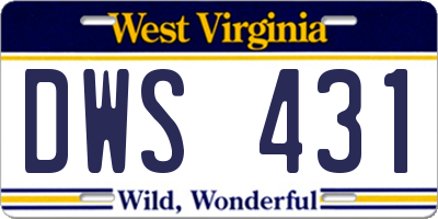 WV license plate DWS431