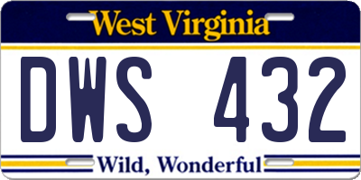 WV license plate DWS432