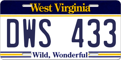 WV license plate DWS433