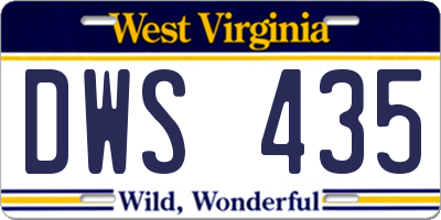 WV license plate DWS435